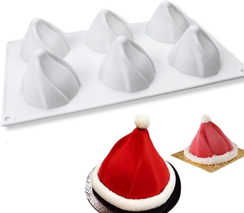 Mtruil 1 Pcs Christmas Silicone Molds 3D Xmas Hat Chocolate Molds Non-Stick Candle Bath Bomb Mold Christmas Baking Tray Cake Cupcake Backing Mold Soap Candy - Image 1